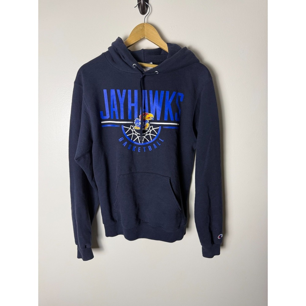 Champion Navy Blue Kansas Jayhawks Basketball Graphic Hoodie Mens S Sports
